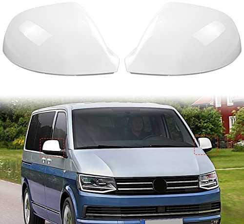 1 Par Tapas de Espejo de Coche Repuesto para VW T5/T6/Transporter Caravelle 2010-2019, Tapas de Espejo Exterior Retrovisor, Carcasa de Espejo Exterior, Tapas de Espejo Exterior Brillantes (Blanco)