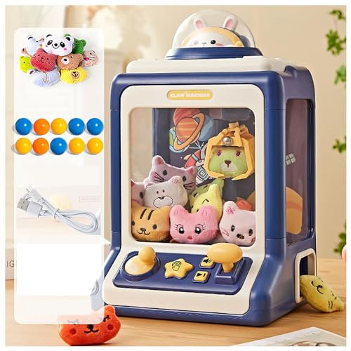 HBDSMLPL Machine a Pince ， Machine à Bonbons avec Lumière et Musique,20 Poupées,10 Gashapons ， Candy Grabber Jeu Amusant,Cadeau pour La Fête,Blue