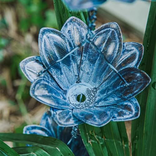 Oracra Regenkette Funktionaler Regenwasserabweiser Blau, Hängendes Regenwindspiel aus Eisen Im Japanischen Stil, Ersatz-Fallrohr aus Metall für Schuppen, Gartenhof