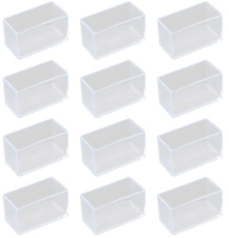 HOgardenME 12 Pezzi Gommini Rettangolari 20x40mm per Sedie - Silicone Trasparente Copri Piedini per Gambe da Tavolo - Protezione per Prevenire Graffi sul Pavimento