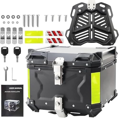 NCONCO Bauletto per Moto, 55L, Impermeabile IP68, Alluminio, Serratura di Sicurezza, 41 x 33 x 35 cm, per Caschi e Bagagli, Compatibile con Motocicletta