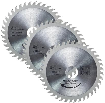 Wjelet 3PCS 115mm Carbide Circular Saw Blades 4.5 inch 40 Teeth Angle Grinder Wood Cutting Discs for Woodworking Mitre Fishing Saw Blade for Angle Grinder