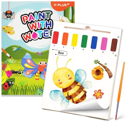 YPLUS Livre de coloriage aquarelle pour enfants, papier de peinture aquarelle pour enfants âgés de 1 à 4 ans, livre magique, cadeau artisanal dessin - insecte