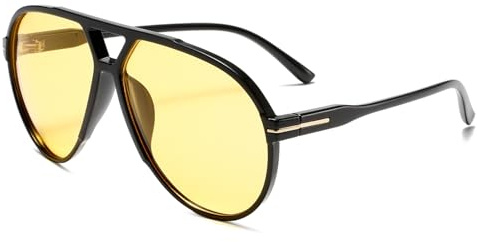 YAMEIZE Retro Pilot Sunglasses for Women Men Oversized 70s Pilot Vintage Sunglasses Double Bridge Retro Square Glasses UV400 Protection
