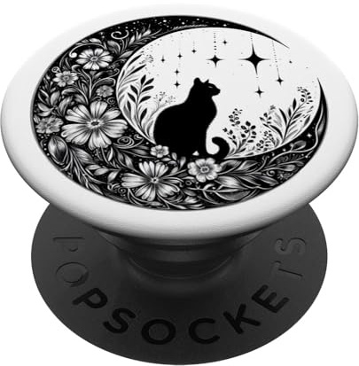 Witchy Moon Black Cat PopSockets Adhesive PopGrip