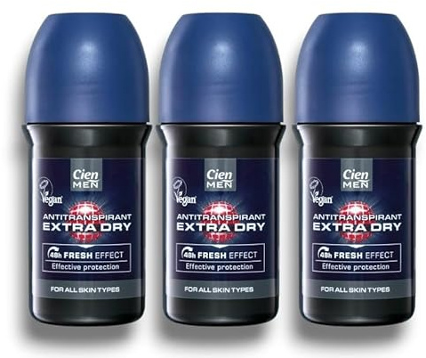 3x Cíēn Men - Lídl | Antiperspirant Extra Dry Roll On | 48h Fresh Effect | Long Lasting Freshness | Effective Protection | All Skin Types | Vegan | 50mL Each