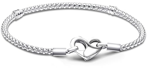 Infinity Nietenketten Charms Anhänger Armband Herz Verschluss 18CM Damen,ME Charm Moments Armbänder Sterling Silber S925,Schlangenkette Fake Bracelet,Armreif Schmuck,Geschenk für Frauen Geburtstag