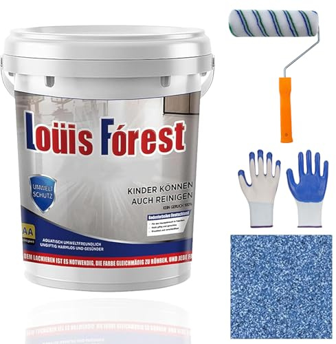 Gienslru Epoxy Colored Sand Floor Paint, Louis Forest Epoxy Fl-oor Pa-int, Epo-xy Floor Paint for Concrete, High Gloss Marble Effect Epo-xy Floors Coating, Garage Fl-oor Waterproof (Blue)