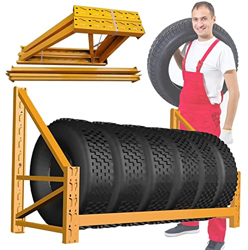 Supporto da Parete per Pneumatici per impieghi gravosi, con Accessori, per Garage - Supporto in Metallo per più Pneumatici - Montaggio e Installazione semplici