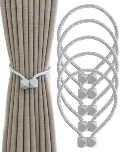 HUVZOR Nutabevr 5 Piezas Alzapaños de Cortina Magnéticos, Sujeta Hebillas Cortinas para Decoración del Hogar, para la Decoración de la Ventana del Hotel Home Office（Gris）