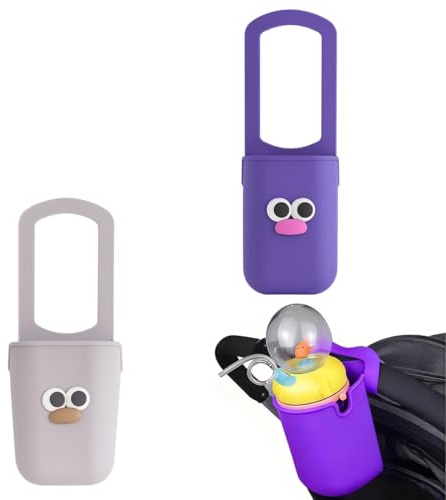 2pcs Portabicchieri Silicone per Passeggino,Portabicchieri, Cerniera, Portabicchieri divertente, Accessori per Bici/Scooter/Sedia a Rotelle, Biberon/Cellulare/Acqua, Costume Carnevale Bambino