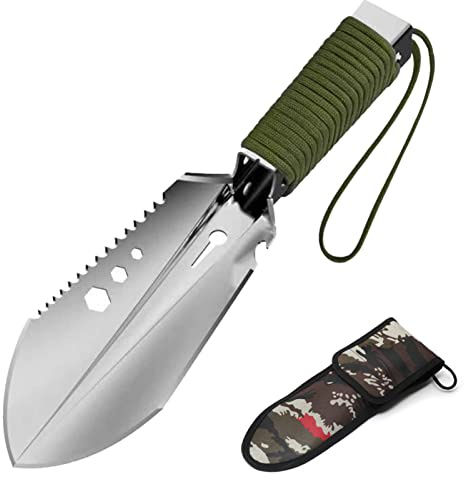 8-i-1 multiverktyg campingspade bärbar hand med förvaringspåse för vandring backpacking trädgårdsarbete