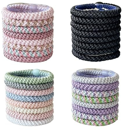 Bunte Haargummi, 8 Stück Haargummis Damen Mehrfarbigen,Mehrfarbigen Haargummis, Modische Damen Haarbänder, Geflochtene Hair Ties, Geeignet Für Dickes, Glattes Und Lockiges Haar (4PCS-A)