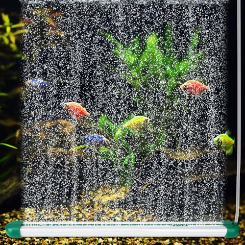 hygger 13.9 Inch Aquarium Bubble Strip, Nano Dual-Row Aquarium Air Stone Kit, Quiet Dissolved Oxygen Diffuser Air Bubble Curtain Wall, Self-Sinking Design Fish Tank Bubbler for Saltwater Freshwater