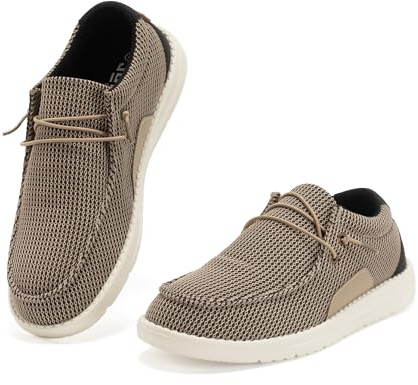 JOMIX Mocassini Uomo Estive Slip on,Scarpe da Barca e da Vela Casual,Calzatura Senza Lacci Sportive,Suola Eva Antiscivolo con Supporto Plantare per Uso Quotidiano,Beige,44 EU