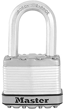 Master Lock M5XDLF Laminated Steel Keyed Padlock, Silver, 1 Pack