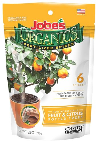 Jobe’s Organics Garden Fertilizer Spikes, Easy Plant Care Fertilizer for Fruit and Citrus Plants and Trees, 6 Count