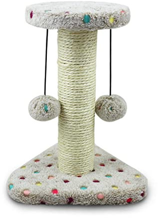 Nobleza - Juguete rascador para Gatos, Tipo Columna con Pelotas. Color marrón, Alto 28cm.
