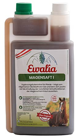 Magensaft I | Flüssigkeit für Pferde | 1 l | Mit Pflanzenstoffen | EWALIA | Ergänzungsfuttermittel | Mit Eibisch & Kamille | Zur Unterstützung normaler Magen-Darmfunktion