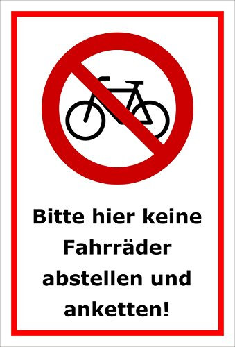 Melis-Folienwerkstatt Schild - Fahrräder abstellen - 30x20cm | Bohrlöcher | 3mm Aluverbund – S00050-023-B -20 Varianten