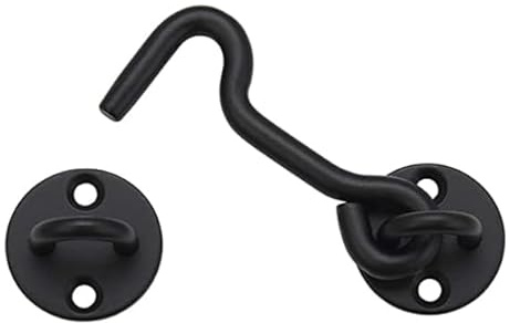 Raswik 4” Privacy Hook and Eye Gate Door Latch Easy Lock for Sliding Barn Doors, Black