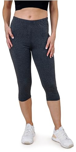 SES Leggings Capri da donna a 3/4, lunghi da 32-34 a 56-58, opachi ed elastici con vita morbida e vestibilità perfetta, cotone con elastan, antracite mélange., 50-52