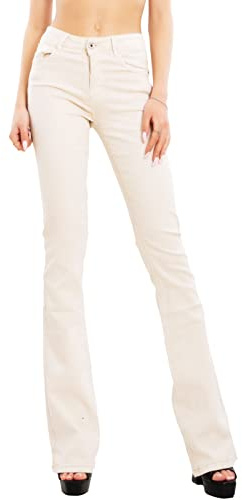 Toocool - Jeans Donna Push up Pantaloni Zampa Elefante Campana Slim Sexy F36-M6129 [S,Beige Chiaro]