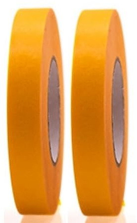 2 Rollen Profi Goldband Klebeband 50 m x 15 mm - Malerband Gold Kreppband - Abdeckband für Maler und Lackierer - Krepp für Innen und Außen - Malerkrepp - Vielseitiges Klebeband für Malerarbeiten