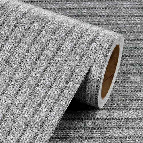 Livelynine Papier Peint Adhesif Mural Gris Clair Papier Adhesif pour Meuble Motif Gris Rouleau Adhesif pour Meuble Gris Armoire Penderie Papier Peint Autocollant Mural Chambre Aspect Textile 40CMx2M