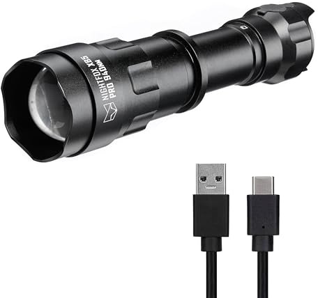 Nightfox XB5 Pro LED-IR-Infrarotstrahler, 940 nm Wellenlänge, Dimmbar | Unsichtbares Licht nur zur Verwendung mit Nachtsichtgeräten, Über USB wiederaufladbarer Akku im Lieferumfang enthalten