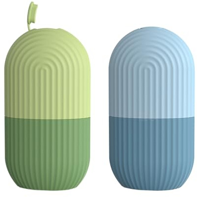 BEIBXHQQ 2 Pieces Facial Ice Tray, Facial Ice Roller, Facial Ice Massage, Depuffing Facial Ice Mold, Ice Roller, Facial Ice Roller, Face Tightening (Green, Blue)