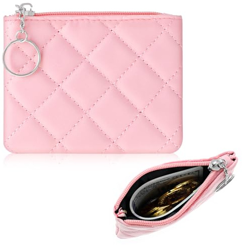 Ymapinc Small Coin Purse for Women Pink Zipper Coin Purse