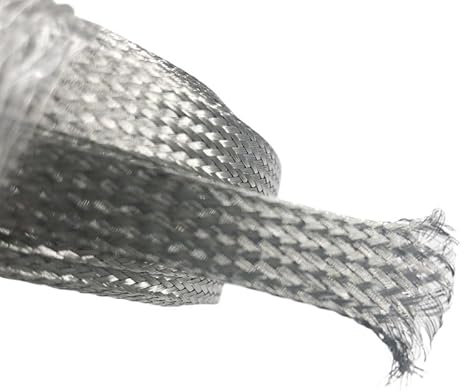 JWOO Manchon de câble tressé de 10 m, Gaine métallique en Acier Inoxydable 304 de 2 à 18 m, Maille Serpent argentée, Protection de Fil(8mm)