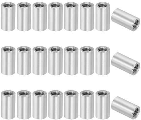 QUARKZMAN Runde Überwurfmuttern, M10 x 1,5 mm Innengewinde, 25 mm (0,98 Zoll), 304 Edelstahl-Stab-Hardware-Kupplungsmuttern, 24er-Pack