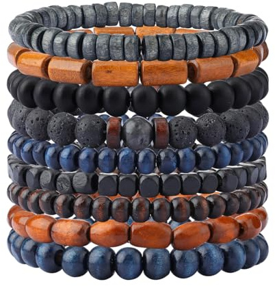 Eigso 6 st träpärlor armband för kvinnor män unisex tibetanska buddhistiska wrap trä armband armband för dam herr, 16,5 cm bis 18 cm, Trä, Ingen ädelsten