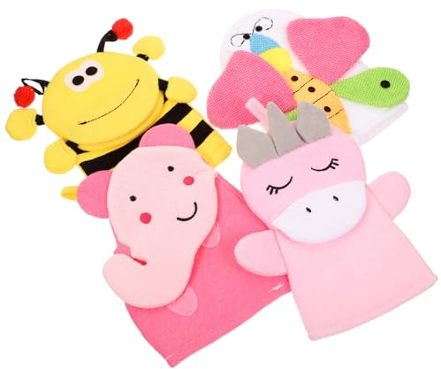 BESPORTBLE 4stücke Kids Waschhandschuhe Cartoon Exfolierende Badewasche Handtücher Für Junge Mädchen Hautpflege Mit Sanfter Massage Leicht Kompakt Geeignet Für Effektive Reinigung Und Entspan