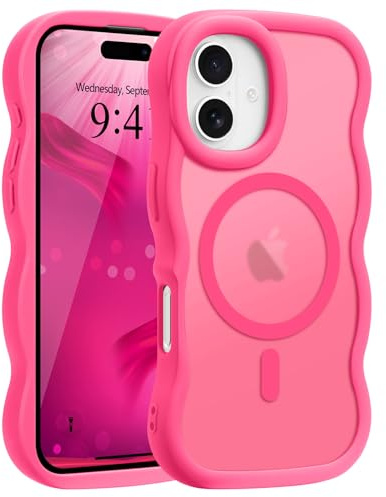Pepmune für iPhone 17 Hülle Kompatibel mit MagSafe, Rosenrot | Wellen Design TPU Bumper Stoßfest Schutzhülle. Magnetisch Handyhülle. Durchscheinend Silikon Case.