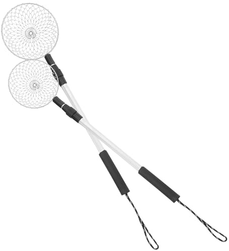 IWOWHERO 2pcs Beach Shovel with Telescopic Aluminum Rods Removable Sand Sifter for Shell Collecting Reusable Stainless Steel Scoop for and Outdoor Activities