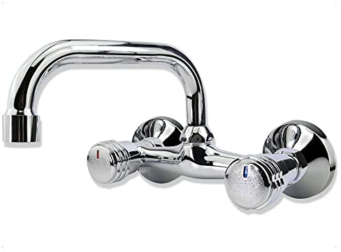Mprofi MT® Küchenarmatur - Wasserhahn Wandmontage - Armatur für Küche - Wandarmatur Spültischarmatur - Mischbatterie - Wand Spültischbatterie - Chrom - 7120