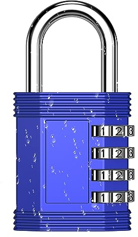 ZHEGE Padlock for Gym Locker, 4 Digit Combination Padlock (Blue) | School Locker Padlocks, Padlocks with Code Outdoor Weatherproof for Garden, Shed, Fence Gate, Garage Door, Containers etc