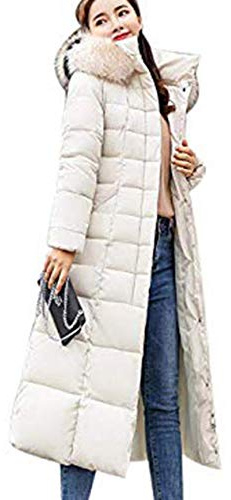 Earnmore Femme Doudoune Longue Manteau Hiver Manteau avec Capuche Fourrure Doudoune Femme Zippé Longue Casual Duvet de Coton Parka Slim Fit Veste