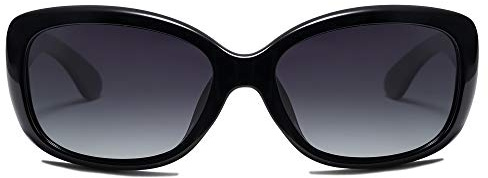 SOJOS Vintage Square Sunglasses for Women Polarized UV Protection Havana Frame SJ2111 with Black Frame/Gradient Grey Lens