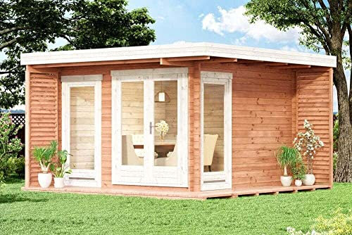 Carlsson Gardenlounge Cube-44 Gartenhaus aus Holz Holzhaus Wandstärke: 44 mm Inklusive: Fußboden,Schleppdach Blockbohlenhaus