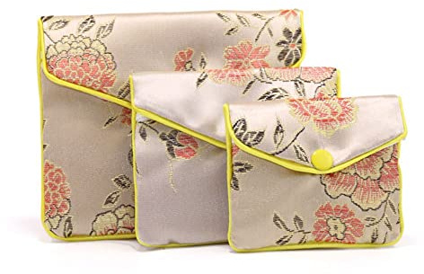NC 10Pcs 8 * 10 cm Schmuck Schmuck Seide Geldbörse Beutel Geschenktüten Bestickte Seide Schmuckbeutel Brokat Geldbörse Reißverschluss Schmuckbeutel Geschenktüten Schmuckbeutel