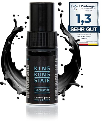 King Kong State - Stylo de retouche - noir brillant - peinture pour réparer les éclats de pierre et les rayures sur la voiture (brillant)