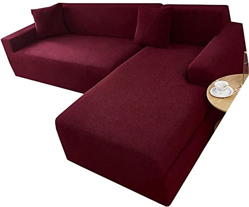 ZZDZW Sofahusse L Form, Sofabezug Wasserdicht Sofa Überzug Ecksofa Beige Rechts Links Couchbezug U Form Groß Couch Hussen 1 2 3 4 Sitzer Stretch Eckcouch L-vormig Bezug Sofabezüge