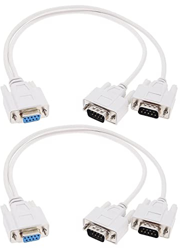 The Lord of the Tools DB9 Serielles Splitterkabel, Ersatzteil, DB9, 9-polig, 1 Buchse auf 2 Stecker, RS232, serieller Splitter-Adapter, Zubehör zum Anschluss von Computern, Werkzeugen, 2 Stück