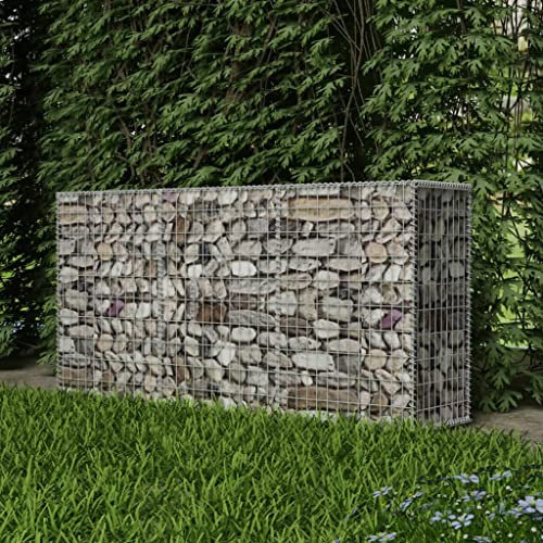 FIRBNUS 200 x 50 x 100 cm Gabion en maille en acier galvanisé, filet gabion, jardin, mur, gabion, métal, planteur en acier gabion, planteur en gabion
