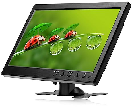 10.1 inch Screen Small Portable Monitor 10 inch HD Display Video 1024x600 | with HDMI/AV/VGA/BNC Input Cable, Built-in Dual Speakers, USB Port +Remote Control