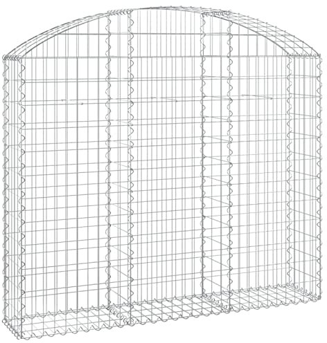 Tidyard Panier de Gabions Arqué Cage à Gabion, Gabion pour Pierres en Fer Galvanisé Barrière de Jardin ou Patio 150x30x120/140 cm